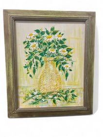 Signed JM. Brennan Original Floral Oil Painted in