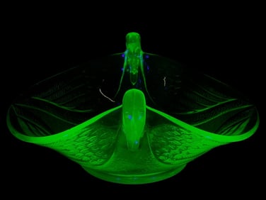 Uranium Fenton Glass Swan Bowl