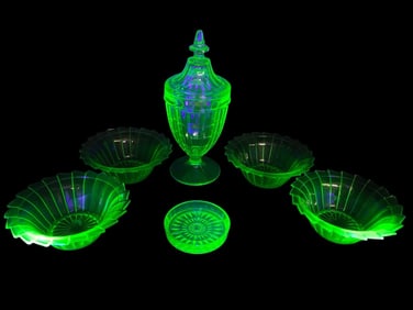 6pc Uranium Glass Lot