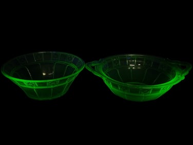 Uranium Depression Glass Doric Bowls Set
