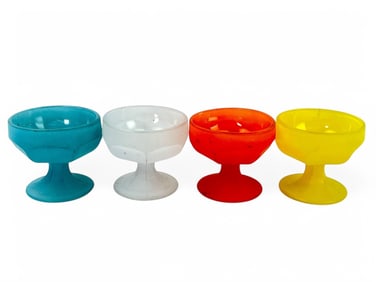 Set Of 4 Federal Glass Frosted Sherbet Dishes