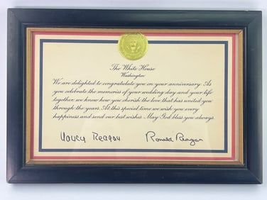 1987 Ronald & Nancy Reagan Anniversary Card