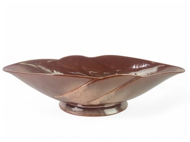 Frankoma Pottery Brown Glaze Footed Oval Dish