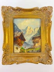Alpine Landscape Original Oil Painting