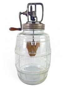 Antique Glass Hand-Crank Butter Churn