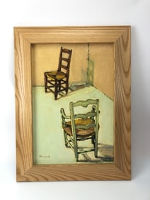 Oil Painting of Chairs, Findlay Galleries Label
