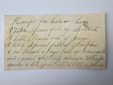 Antique Handwritten Hollow Horn Remedy