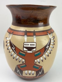 Native American Style Hand-Painted Ceramic Vase