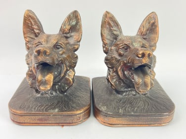 Pair of German Shepherd Head Metal Bookends