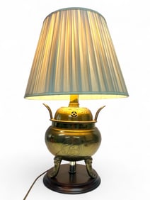 Oriental Etched Brass Incense Burner Lamp