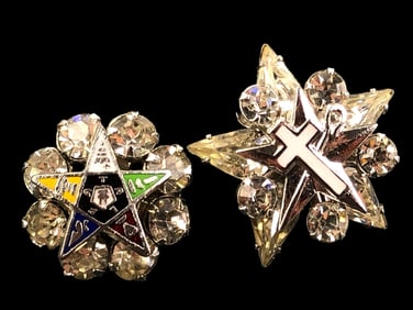 Order of Eastern star and Cross lapel pins