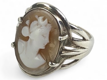 Charles Dyer sterling Cameo ring  size 6.5