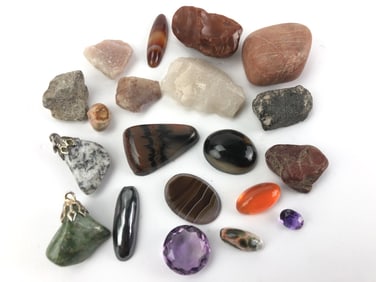 lot misc. gems and stones - possible amethyst