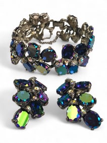 Vtg. Schiaparelli bracelet and earring set signed