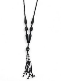 Victorian black glass beaded necklace