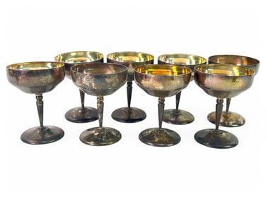 Set Of 8 Silver-Plated Champagne Coupes