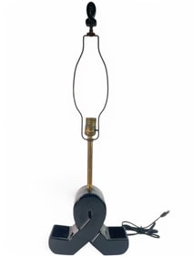 Vtg Lamp W Black Ceramic Ribbon Base