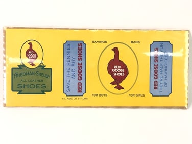 Red Goose Shoe Savings Bank Can Label