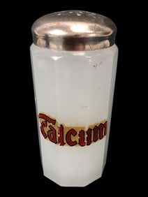 JHK Milk Glass Talcum Shaker With Metal Lid