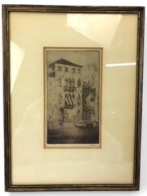Framed Etching Of Venetian Scene