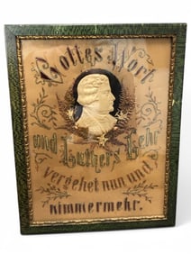 Antique German Needlepoint With Portrait