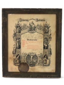 Antique 1886 German Confirmation Certificate