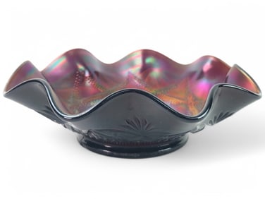 Antique Dugan Ski Star Carnival Glass Bowl