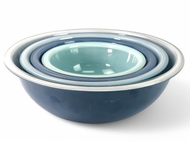 (4) Rare Vtg 1980s Pyrex Moody Blues Mixing Bowls