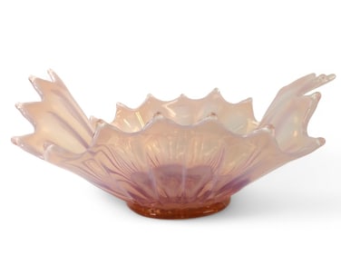 Vtg  Fostoria Heirloom Pink Opalescent Console Bow