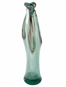 Handblown Blue, Purple & White Art Glass Vase