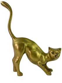 Mid-Century Brass Cat Statue