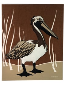 Vtg 1970s Marushka Pelican 3D Screen-Print Stretch
