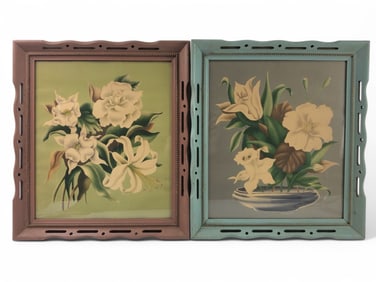 (2) VMCM Turner Airbrush Floral Paintings