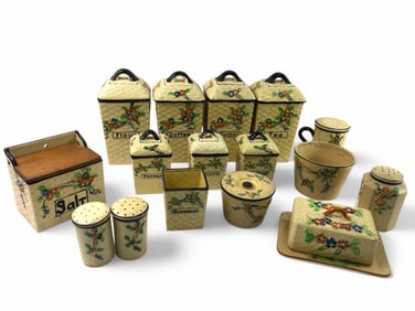 16pc 1920s Hotta Yu Shoten Basket Weave Floral Cer