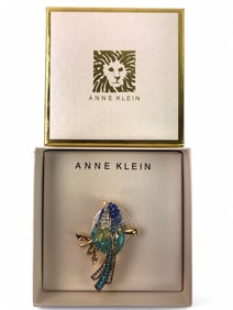 Vintage Anne Klein Rhinestone Blue Bird Brooch