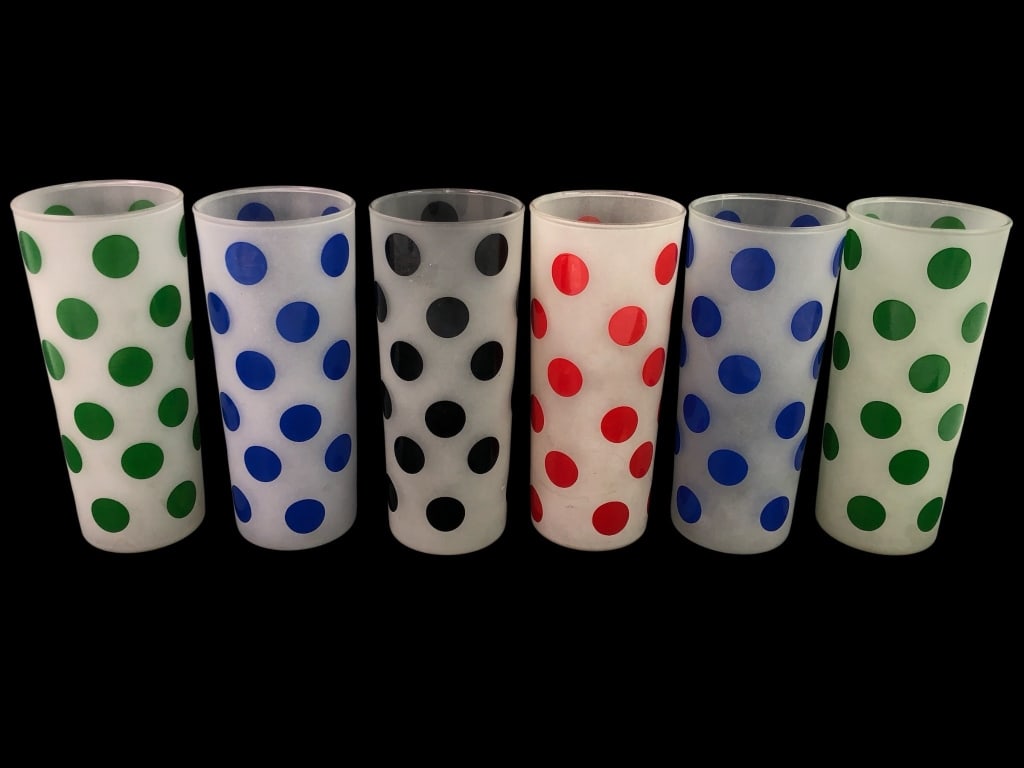 (6) Vintage Anchor Hocking Frosted Polka Dot Tumbl (1 of 6)