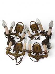 Set Of Four Vintage Wall Sconces & Two Candlestick