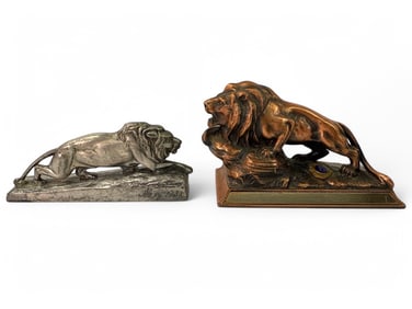 2 Vtg Lions Club Cast Sculptures
