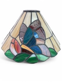 Stained Glass Shade With Floral / Butterfly Motif