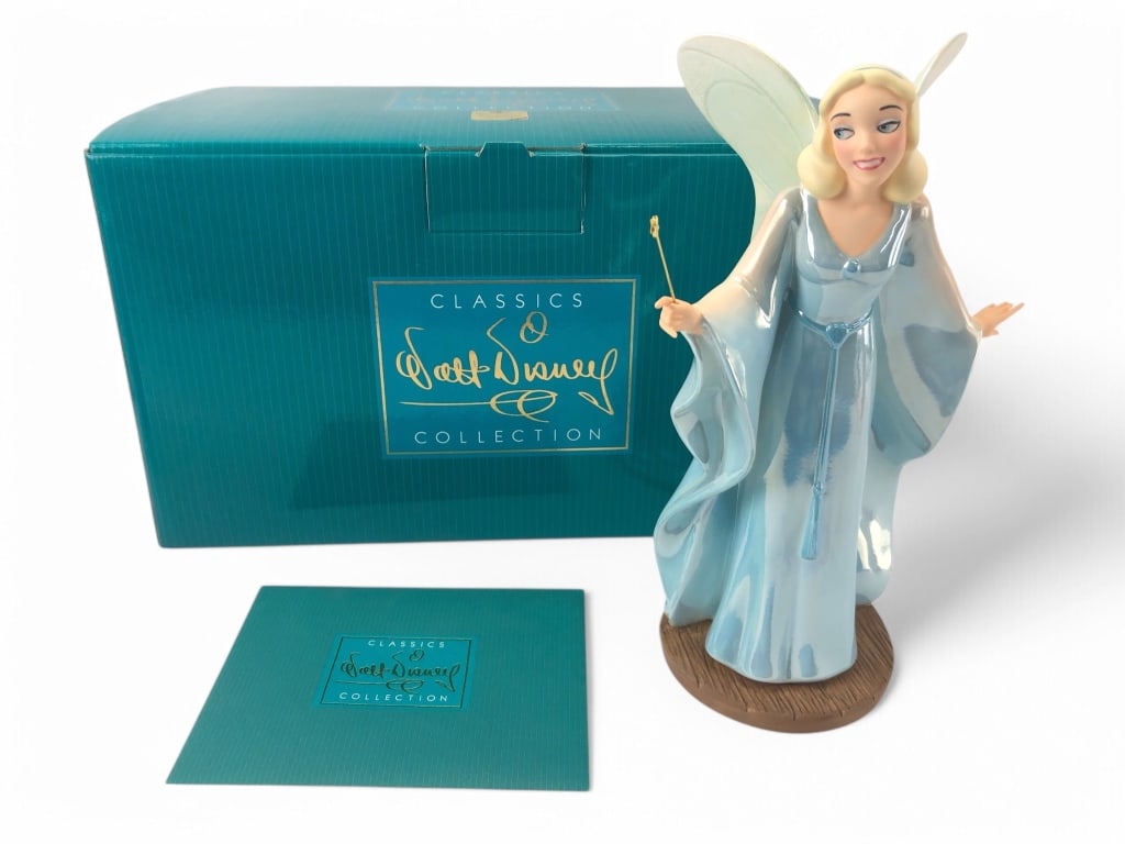 Disney Blue Fairy Figurine With Box: Disney Classics Collection figurine titled 'The Blue Fairy - Making Dreams Come True.' Approx. 9.5 inches tall, handcrafted in Thailand. Includes original box and certificate of authenticity.