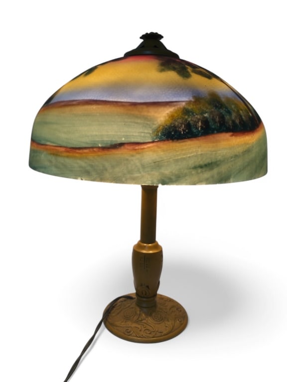 Antique Handel-Style Reverse Painted Table Lamp (1 of 12)