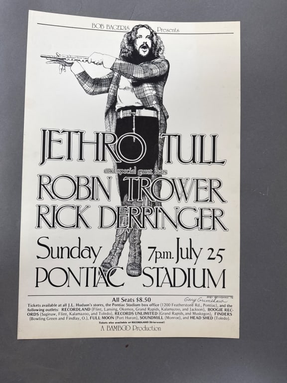 Signed 1970s Jethro Tull Poster, Gary Grimshaw (1 of 3)