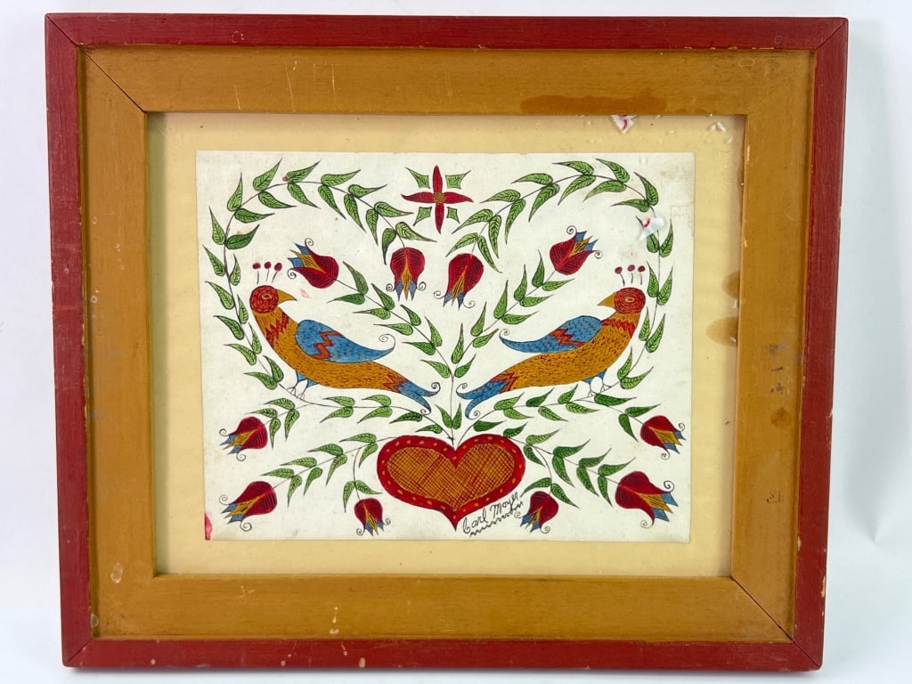 Signed Folk Art Pen & Ink Framed Artwork (1 of 6)