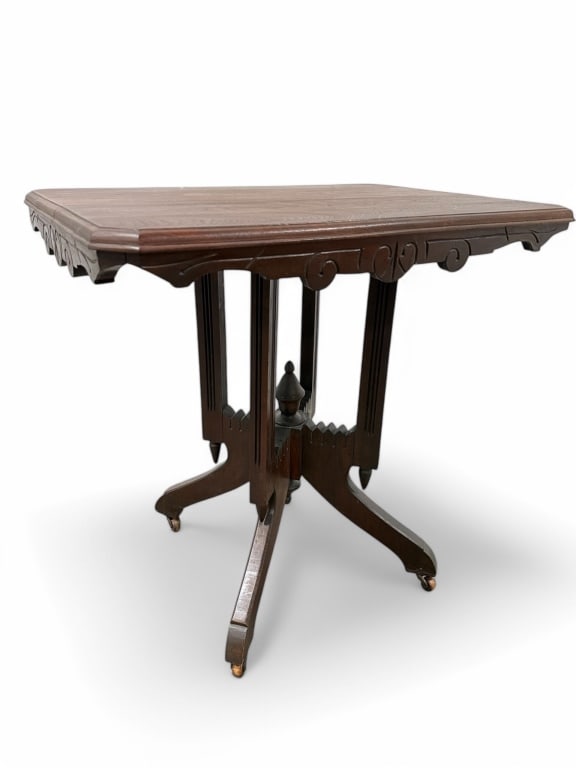 Eastlake Wooden Side Table On Casters (1 of 12)