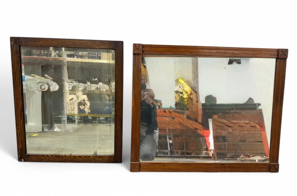 Pair Of Antique Wood Framed Mirrors (1 of 10)