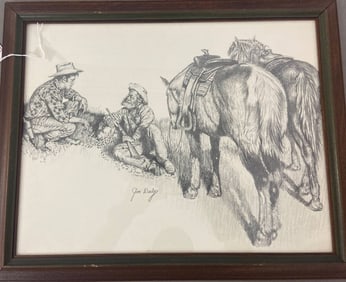 Cowboy Charcoal Print By Jim Daly