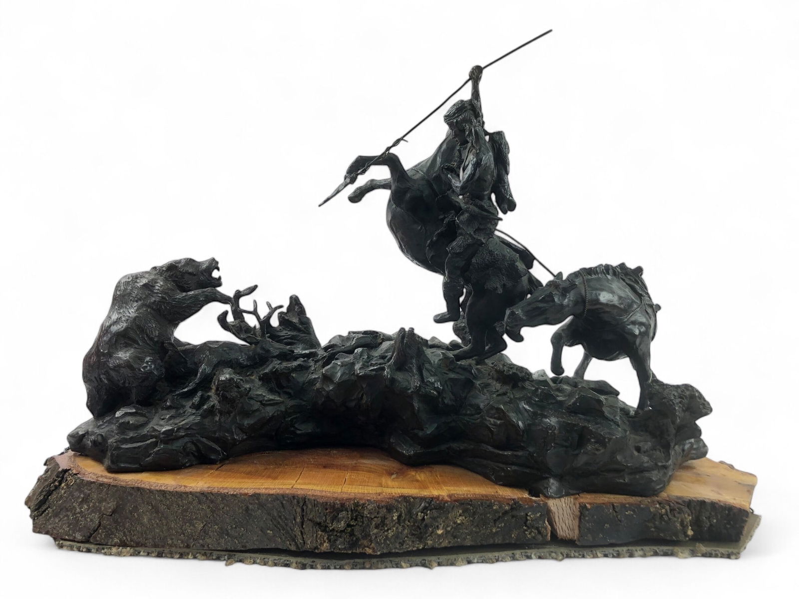 Scriver Attrib. Bronze Sculpture Of Rider And Bear (1 of 14)