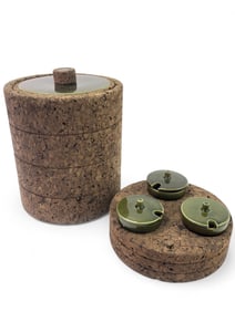 Cork And Green Ceramic Canister Set