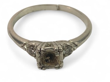 Platinum Ring With Side Set Diamonds