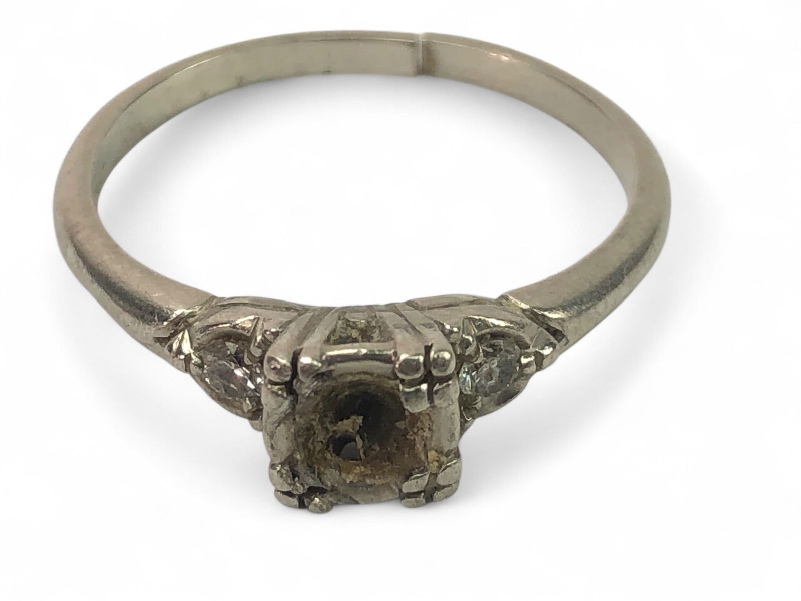 Platinum Ring With Side Set Diamonds (1 of 8)